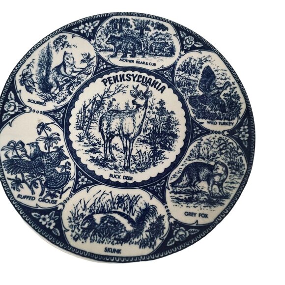 Vintage Pennsylvania Souvenir Plate Blue White Japan - Picture 2 of 8